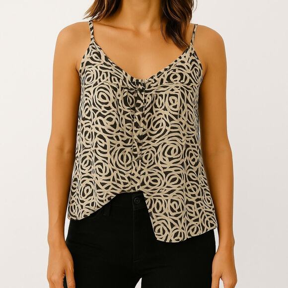 Banana Republic Tops - Banana Republic Cami Top Button Front Spaghetti Strap Beige Print XS Minimalist